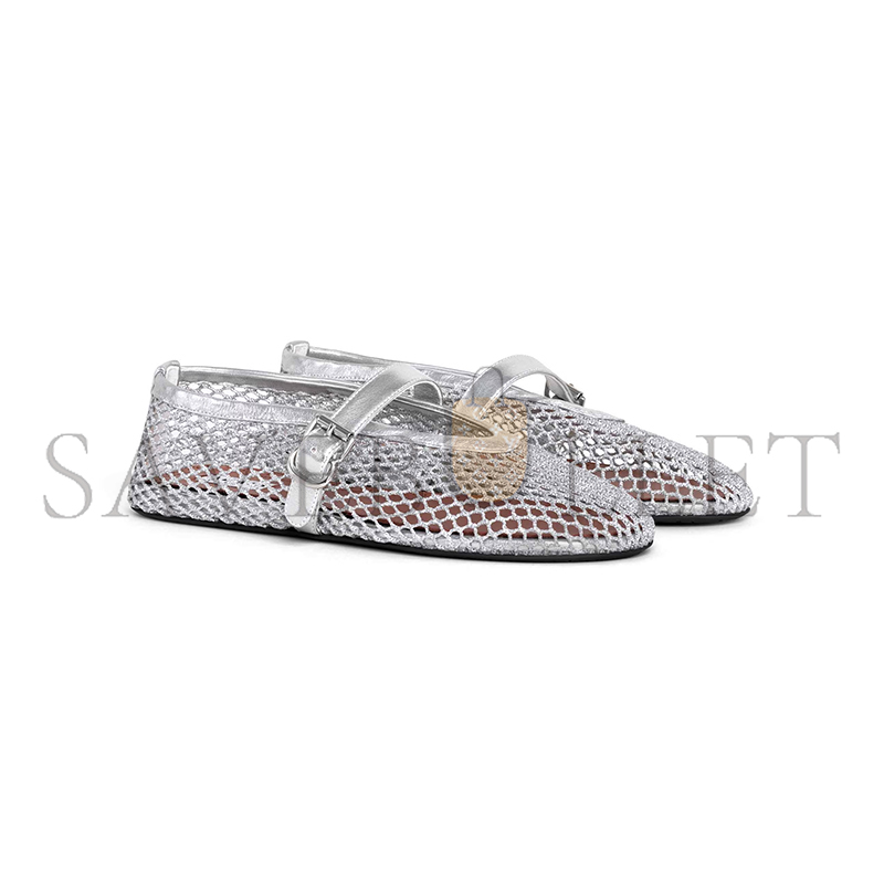 ALAÏA BALLET FLATS IN LAMINATED FISHNET AA3A029TK028 - 090